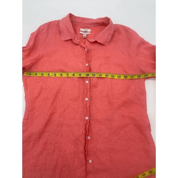 J. Crew Linen Shirt Button Down Long Sleeves Pocket Accent Sz 10 Orange - Picture 7 of 7